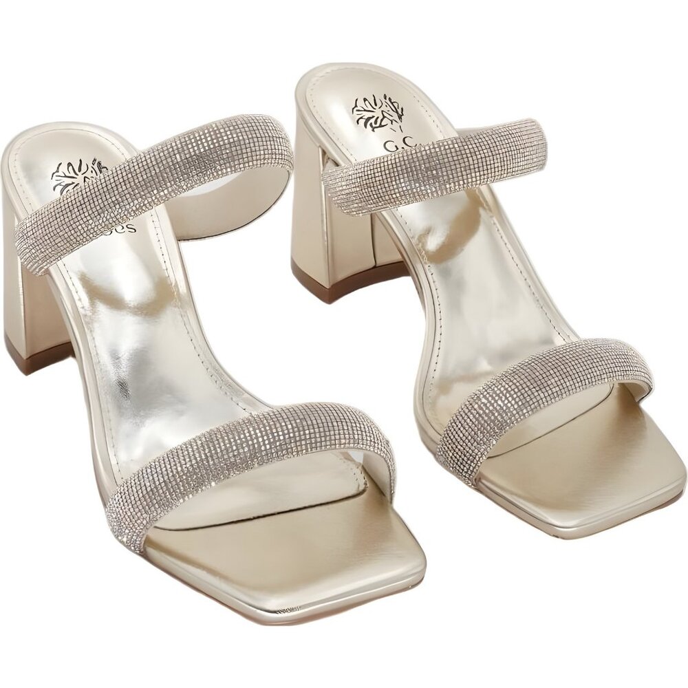GC Shoes Luella Embellished Block Heel Sandal Sparkle Gold Women's US 8.5M